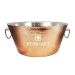 BREKX Anchored Double Walled Hammered Steel Beverage Tub in Rose Copper with Logo