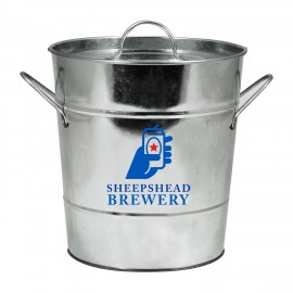 Twine Living Galvanized Metal Ice Bucket with Logo  Twine Living Galvanized Metal Ice Bucket with Logo