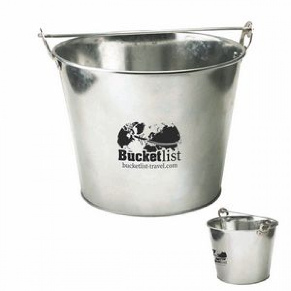 Customized 5 Qt Galvanized Ice Bucket w/Bottle Opener