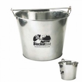 5 Qt Galvanized Ice Bucket w/Bottle Opener with Logo  5 Qt Galvanized Ice Bucket w/Bottle Opener with Logo