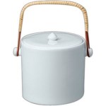 Logo Branded 6" Porcelain Ice Bucket w/ Ratten Handle