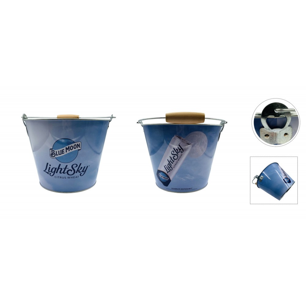 Custom 5 Qt Galvanized Ice Bucket W/Bottle Opener