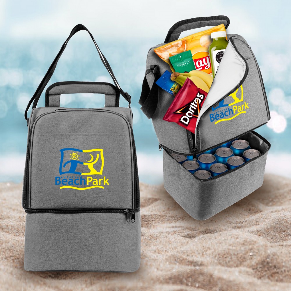 Logo Branded Nevis - Insulated 2-Compartment Cooler Bag