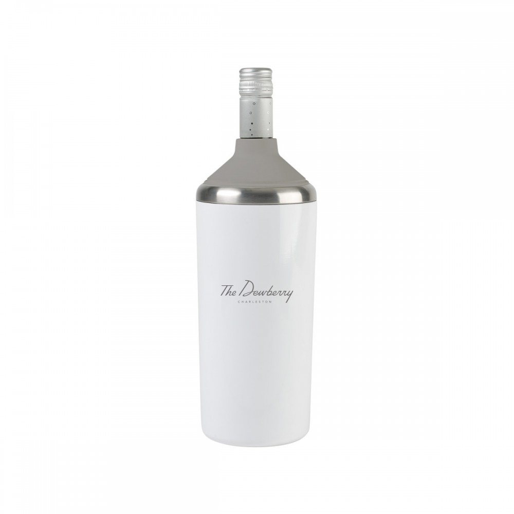 Custom Aviana Magnolia Double Wall Stainless Wine Bottle Cooler - White Opaque Gloss