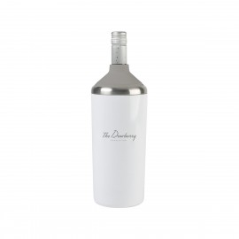 Custom Aviana Magnolia Double Wall Stainless Wine Bottle Cooler - White Opaque Gloss
