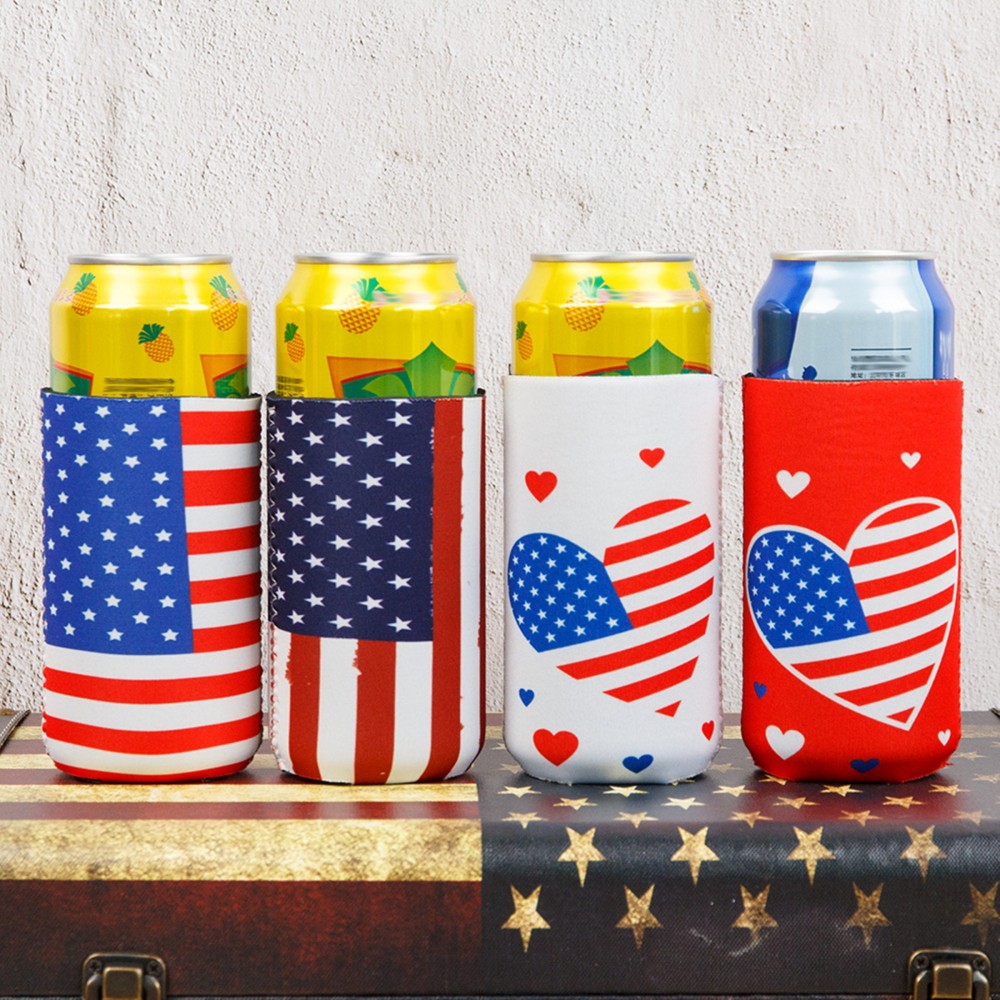 Personalized American Flag Pattern Beer Can Cover