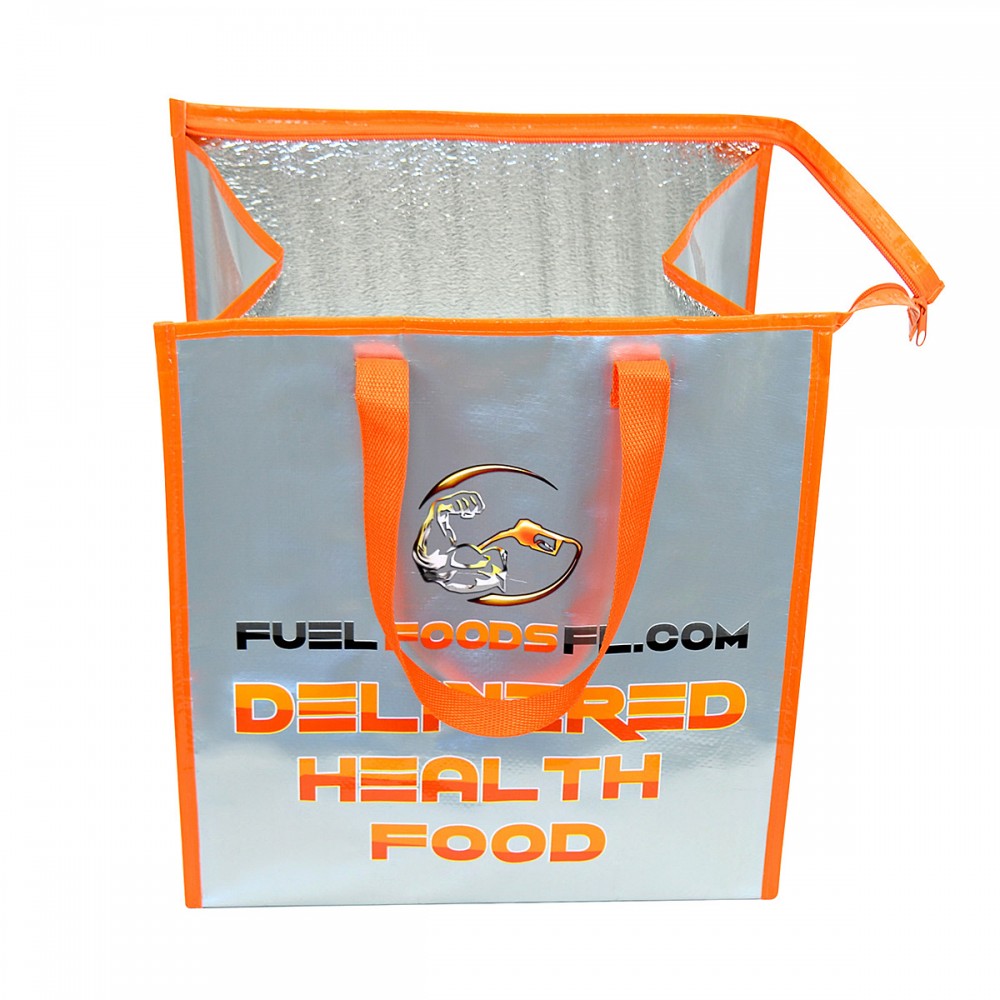 Promotional Custom 145g Laminated Woven Insulated Cooler Bag 13"x15"x10"