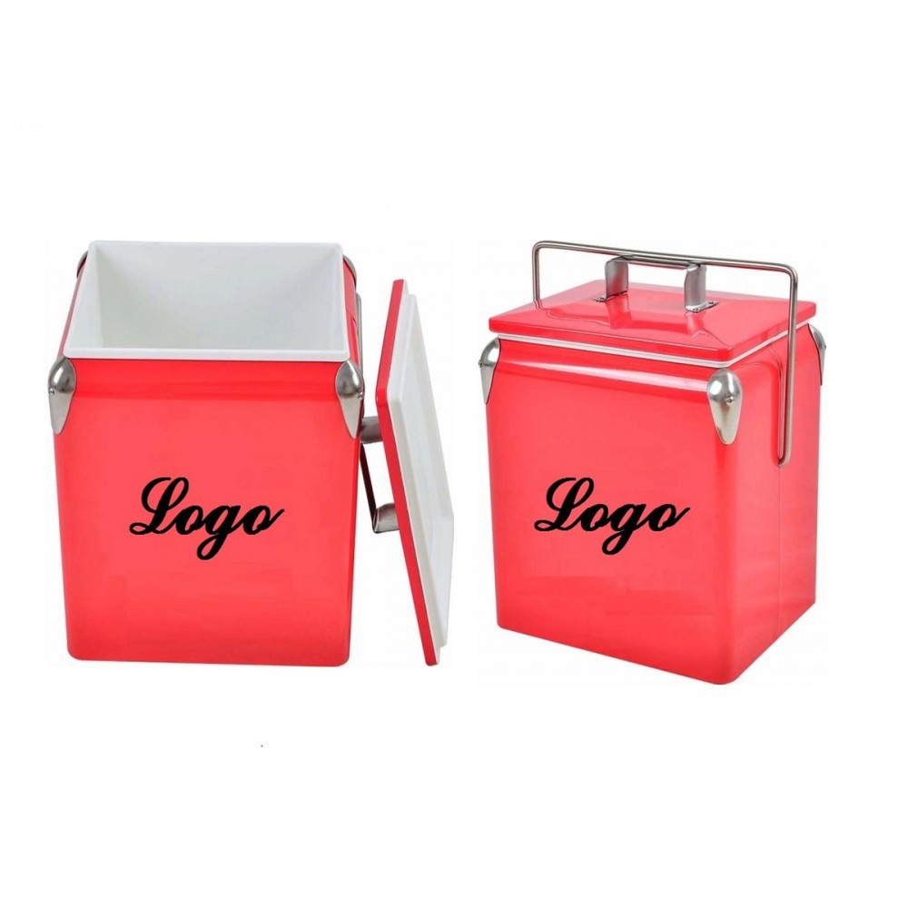 Vintage Style Metal Retro Cooler Logo Branded Vintage Style Metal Retro Cooler Logo Branded