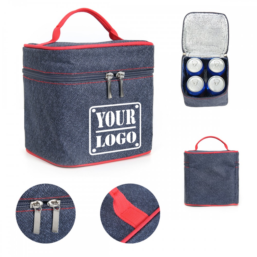 Logo Branded Four-Pack Insulated Lunch Tote Logo Branded Four-Pack Insulated Lunch Tote
