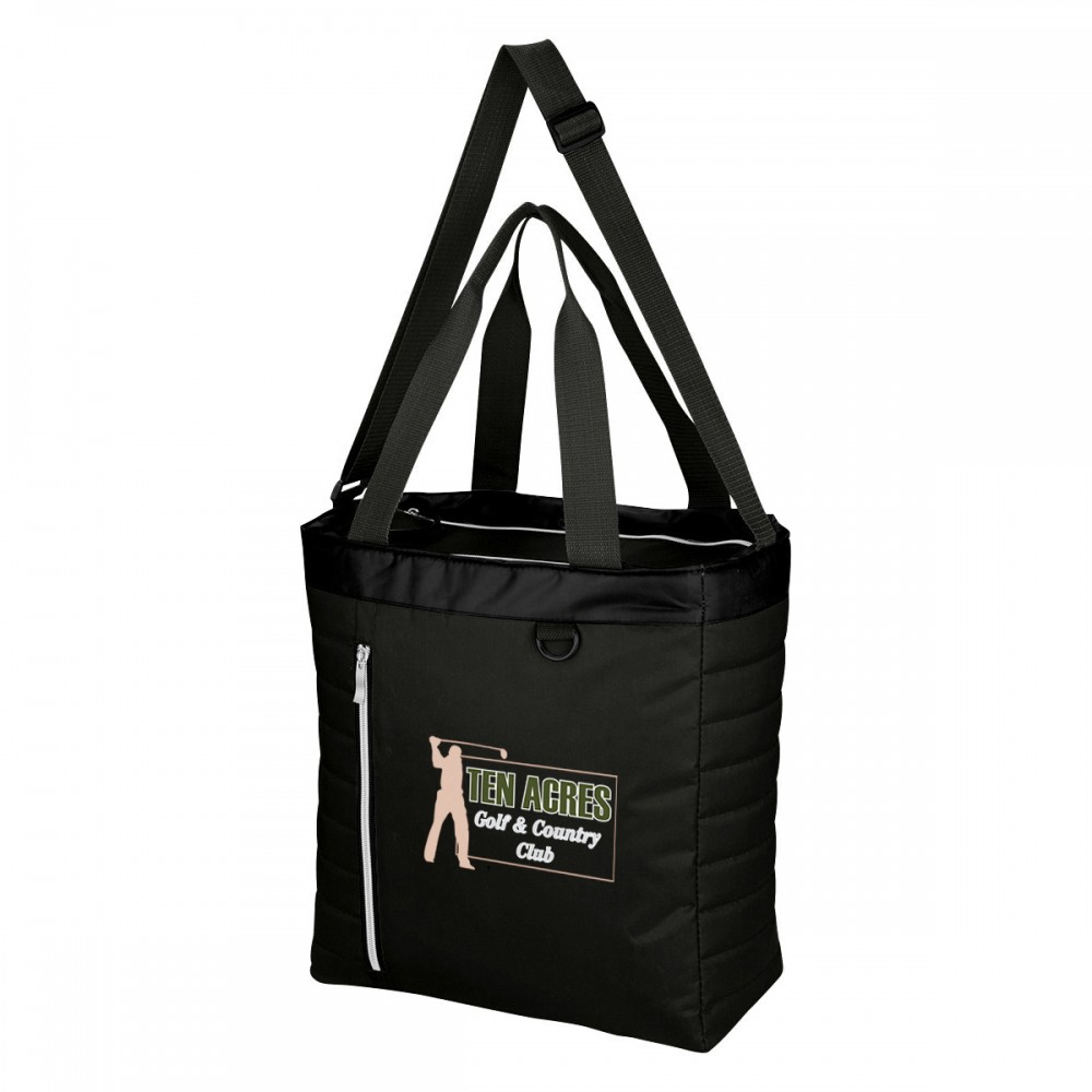 Custom Imprinted Quilted Slim Line Cooler Tote Bag Custom Imprinted Quilted Slim Line Cooler Tote Bag