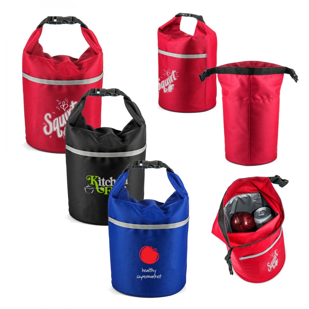 Roll Top Bucket Cooler Lunch Bag with Logo