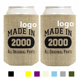 Burlap Neoprene Slim Can Coolie with Logo