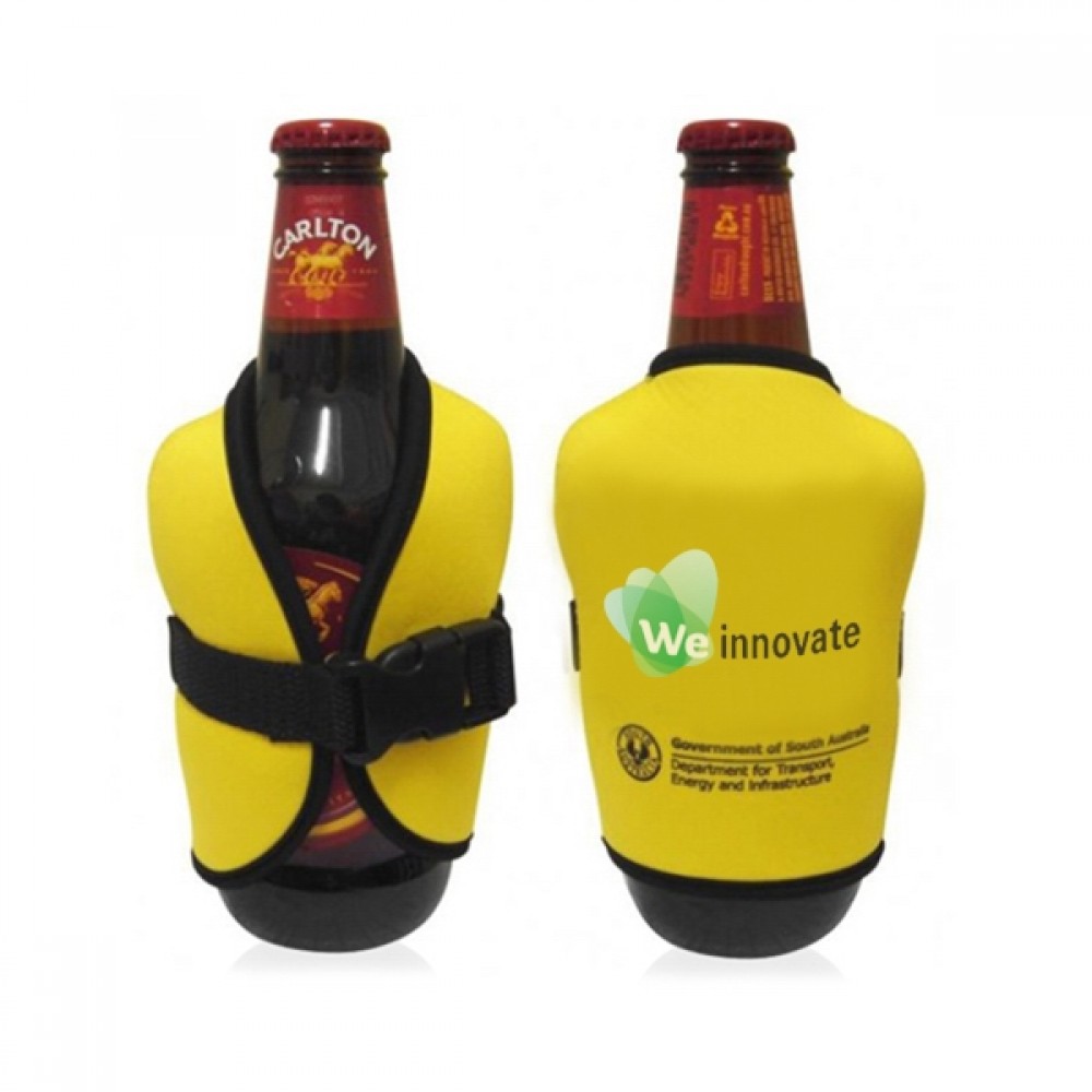 Bottle Cooler-Safety Vest Shaped Logo Branded Bottle Cooler-Safety Vest Shaped Logo Branded