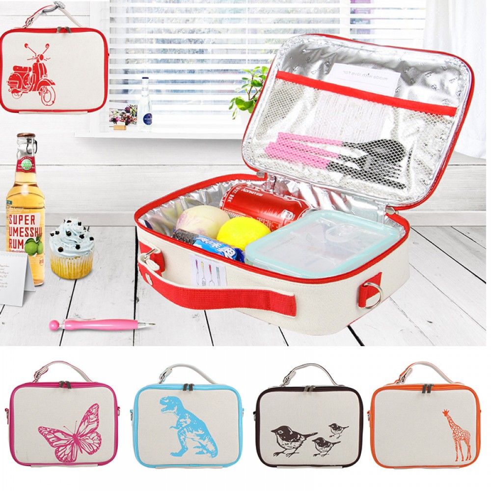 Custom Printed Cotton Insulated Lunch Cooler Bag Custom Printed Cotton Insulated Lunch Cooler Bag