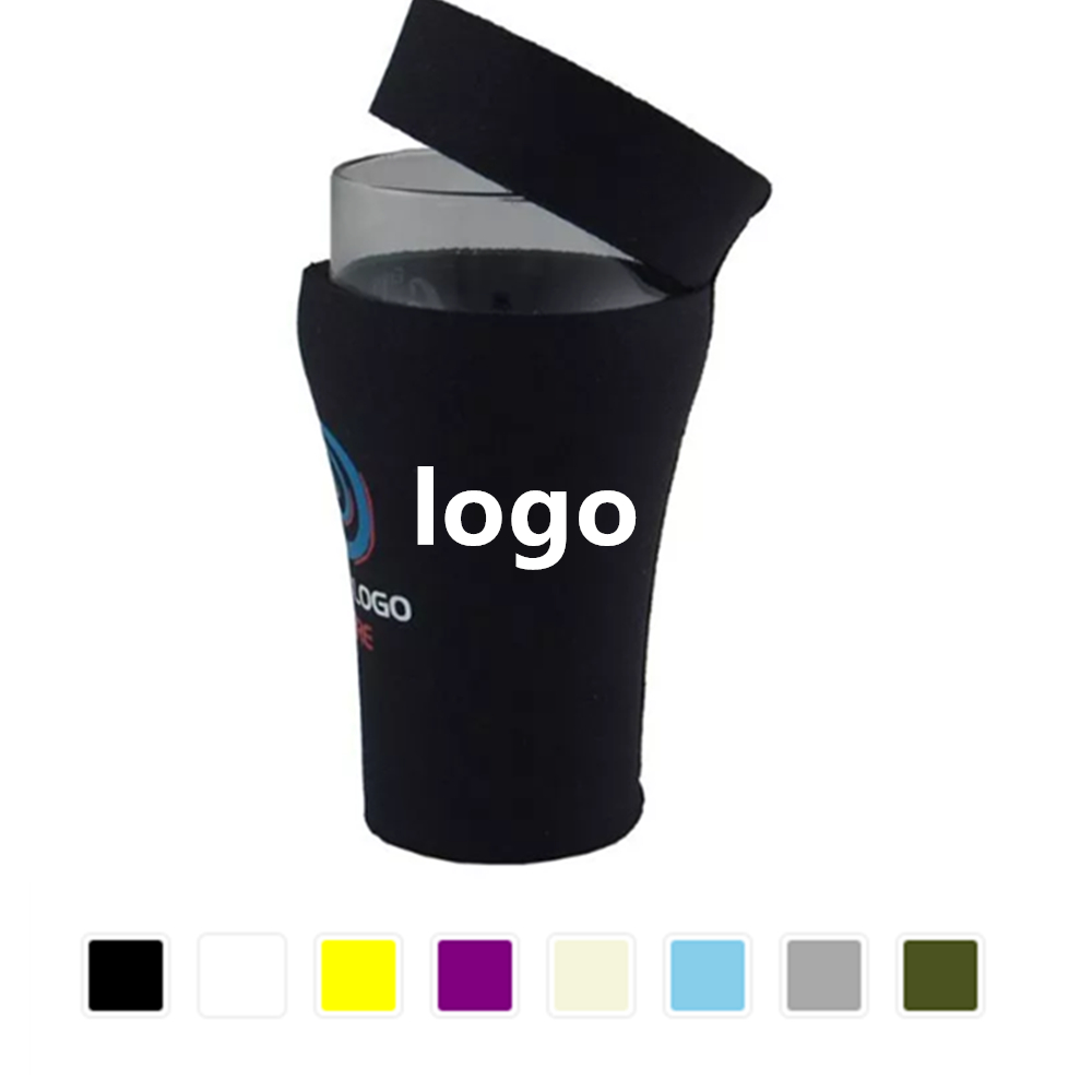 Logo Branded Neoprene Pin Glass Coolie With Lid