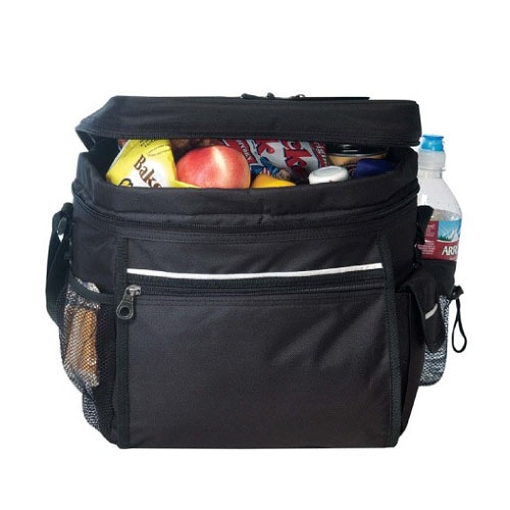 Customized 24 Pack Multi Pocket Polyester Insulated Cooler Lunch Bag