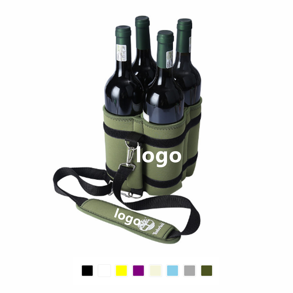 4 Bottle Insulator With Shoulder Strap with Logo