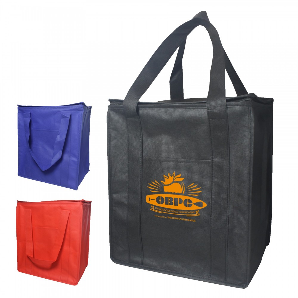 Cooler Tote Shopping Bag Non-Woven with Zipper with Logo