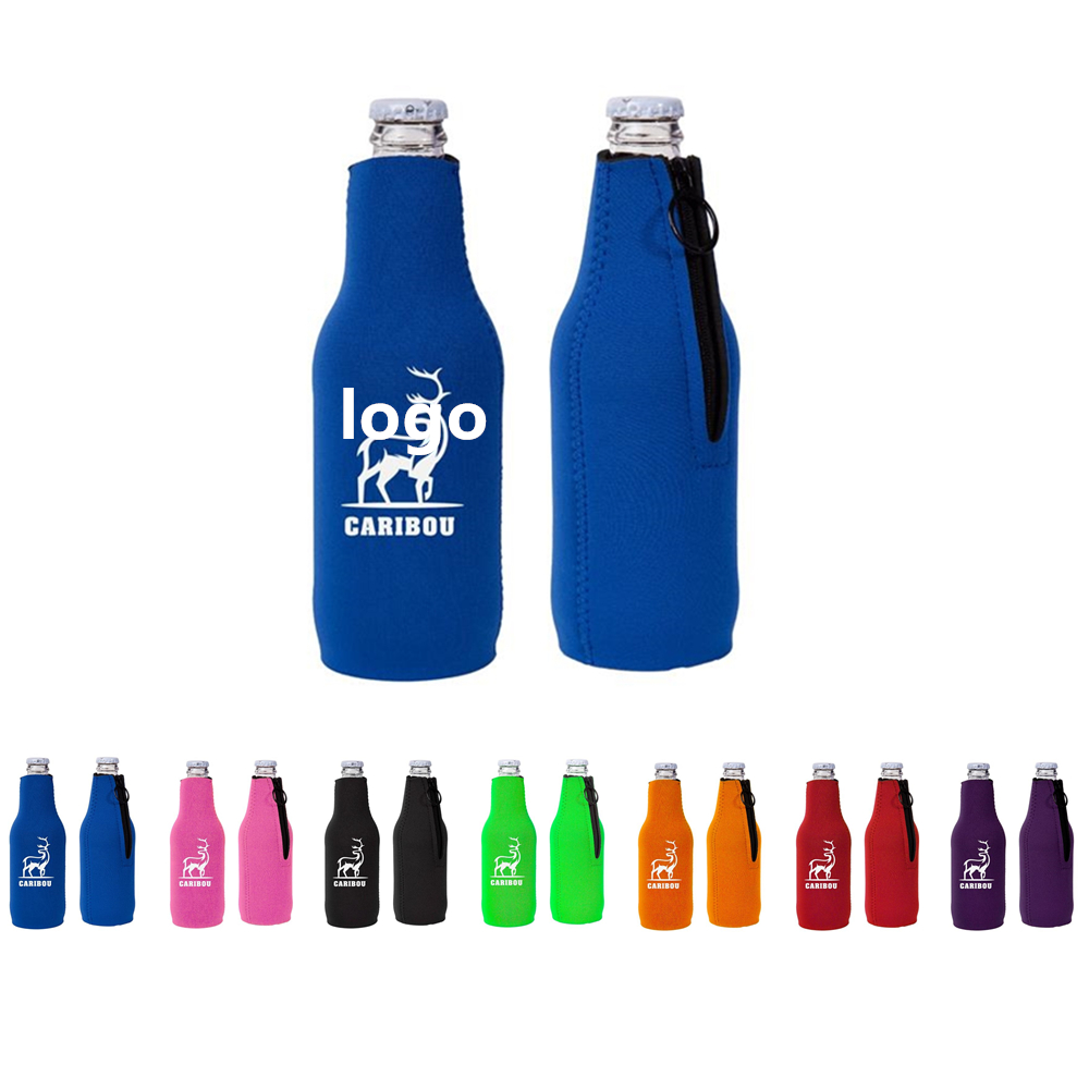 Neoprene Zipper Beer Bottle Cooler with Logo