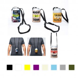 Neoprene Lanyard Can Coolie With Strap with Logo  Neoprene Lanyard Can Coolie With Strap with Logo