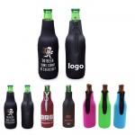 Neoprene Zippered Beer Bottle Cooler with Logo