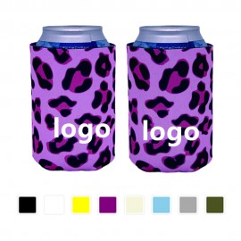 Leopard Pink Print Can Cooler with Logo