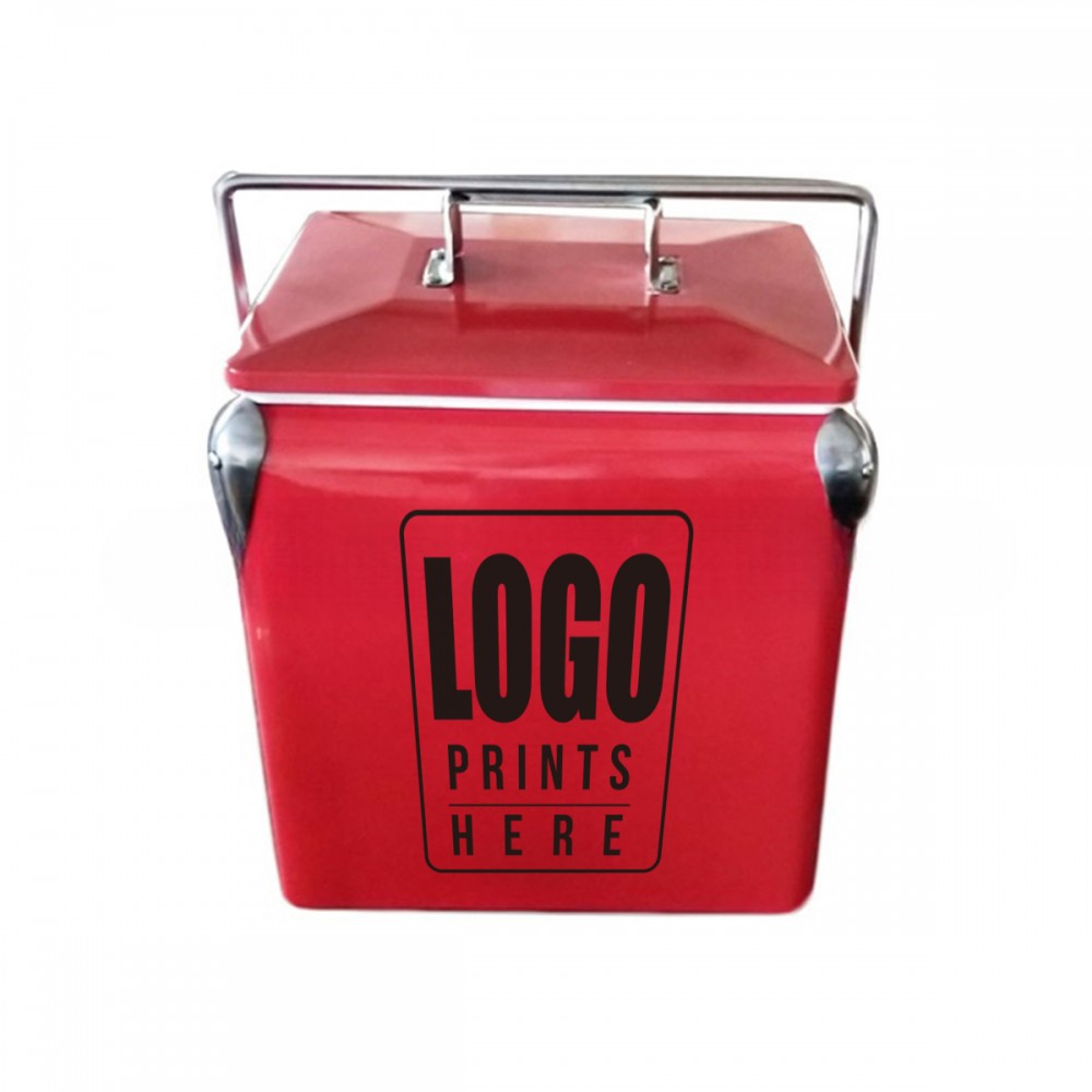 Logo Branded 13 Liters Cooler Vintage Metal Storage Freezer