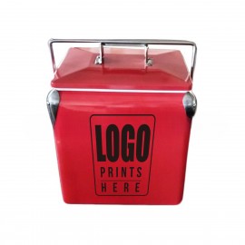 Logo Branded 13 Liters Cooler Vintage Metal Storage Freezer