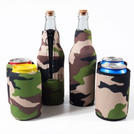 Camo Bottle Holder Can Cooler Custom Printed