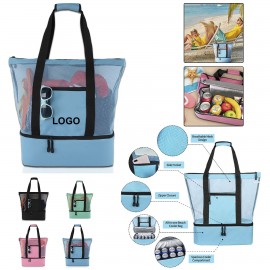 Mesh Beach Tote Bag with Insulated Cooler with Logo