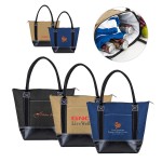 Logo Branded Stylish Leather Bottom Cooler Tote
