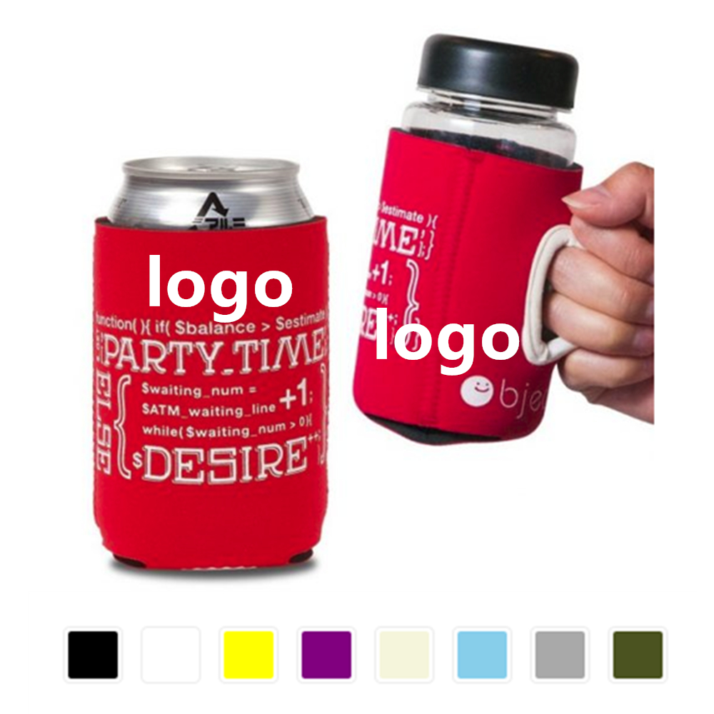 Customized Neoprene Stubby Can Coolie With Handle Customized Neoprene Stubby Can Coolie With Handle