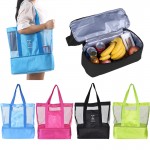 Double Layer Mesh Insulated Cooler/Beach Tote Bag Custom Imprinted
