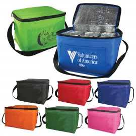 6 Pack Cooler Bag - Polyester Insulated Lunch Bag with Handle & Pocket with Logo