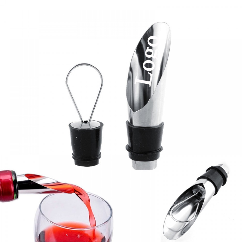 Reusable Wine Pourer w/Stopper with Logo Reusable Wine Pourer w/Stopper with Logo