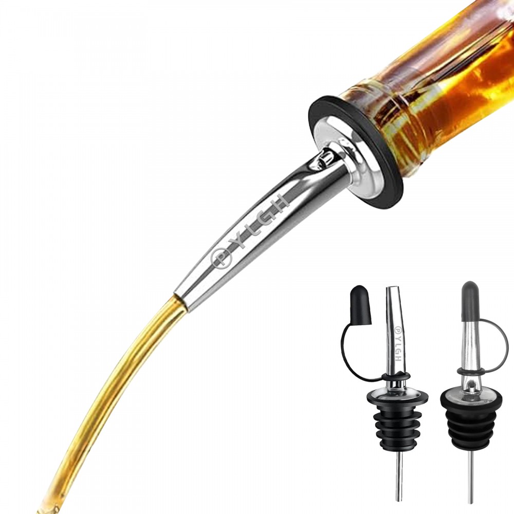 Steel Wine Bottle Pourer With Linked Cover with Logo