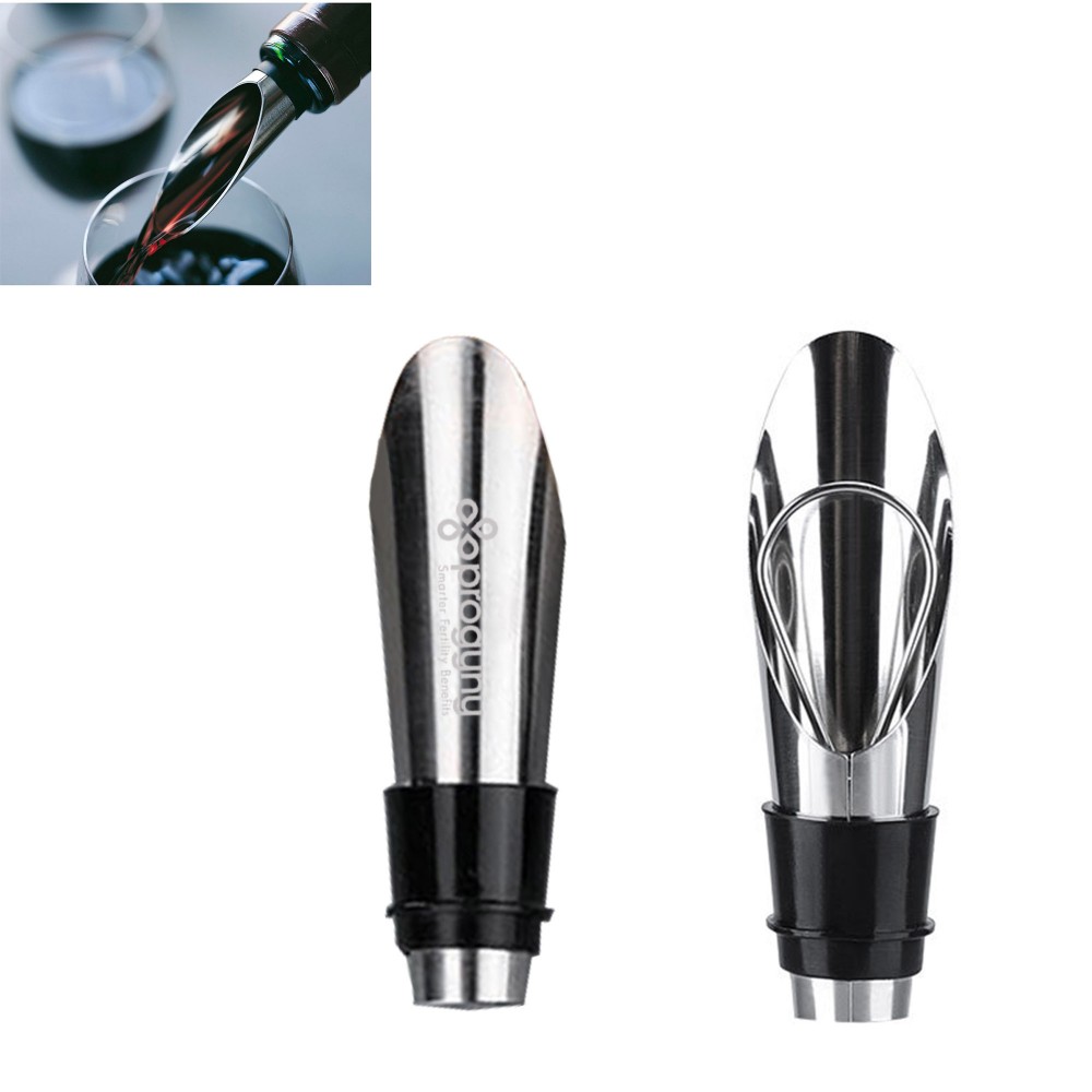 Stainless Steel Wine Pourer w/Wine Stopper with Logo