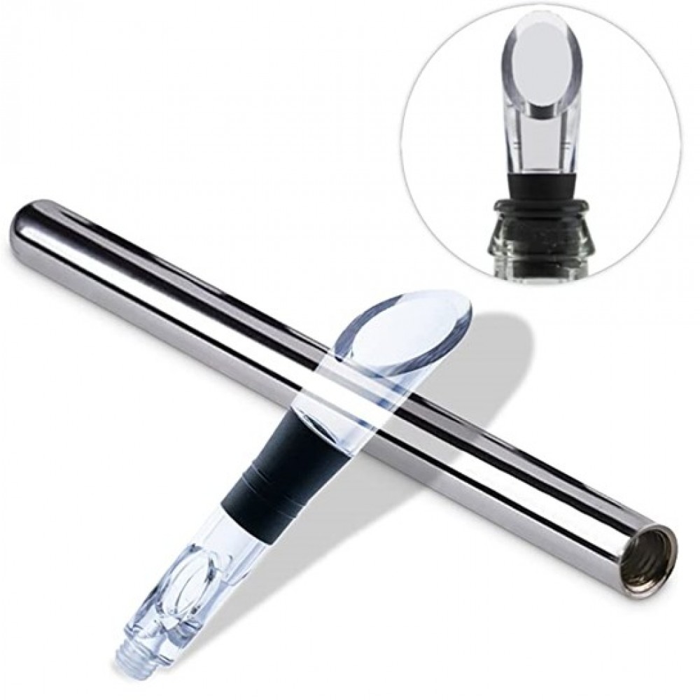 Personalized Stainless Steel Wine Chiller Stick with Wine Pourer