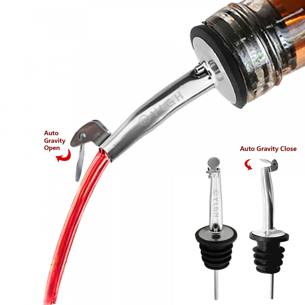 Steel Wine Bottle Pourer With Auto Lid with Logo