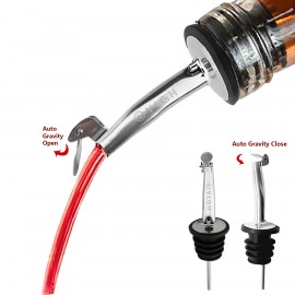 Steel Wine Bottle Pourer With Auto Lid with Logo