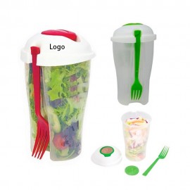 Portable Salad Shaker Set with Fork and Dressing Container with Logo  Portable Salad Shaker Set with Fork and Dressing Container with Logo