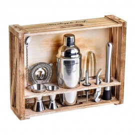 11-Piece Cocktail Bar Set (Stainless Steel) with Logo  11-Piece Cocktail Bar Set (Stainless Steel) with Logo
