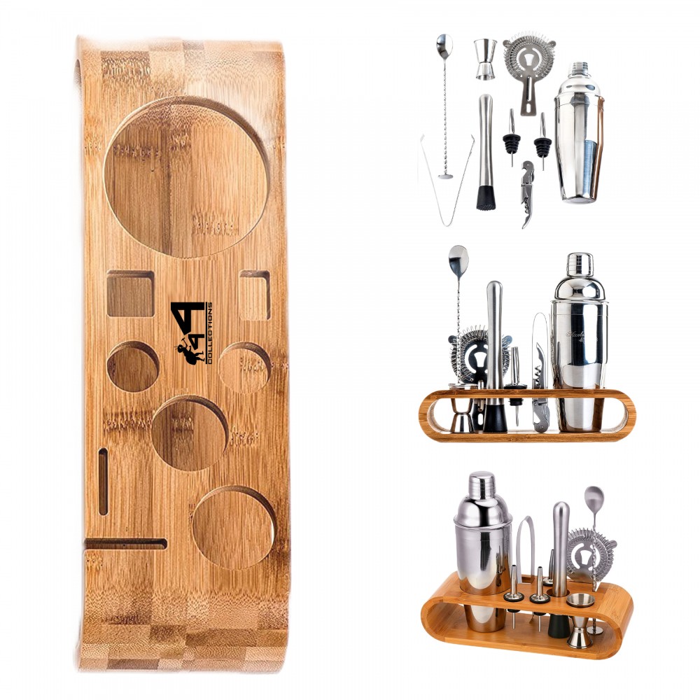 Logo Branded Bamboo Bartender Set Logo Branded Bamboo Bartender Set