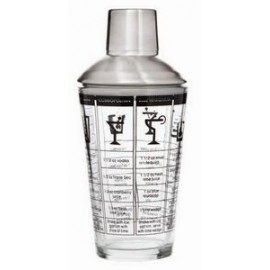 Customized 16 Oz. Recipe Cocktail Shaker Glass w/Stainless Steel Strainer Top