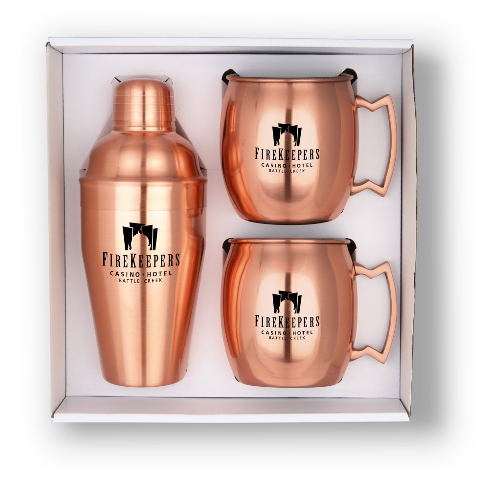 Customized Cocktail Shaker & Mule Mug Gift Set (Copper) Customized Cocktail Shaker & Mule Mug Gift Set (Copper)