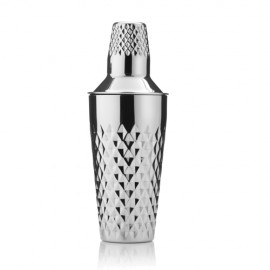 Viski Stainless Steel Faceted Cocktail Shaker with Logo  Viski Stainless Steel Faceted Cocktail Shaker with Logo