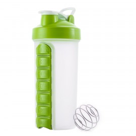 Logo Branded 23 Oz. Pill Box Shake Protein Mixer Cup w/7 Compartments