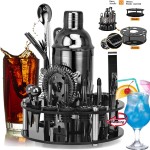 19-Piece Matte Black Cocktail Shaker Set with Logo