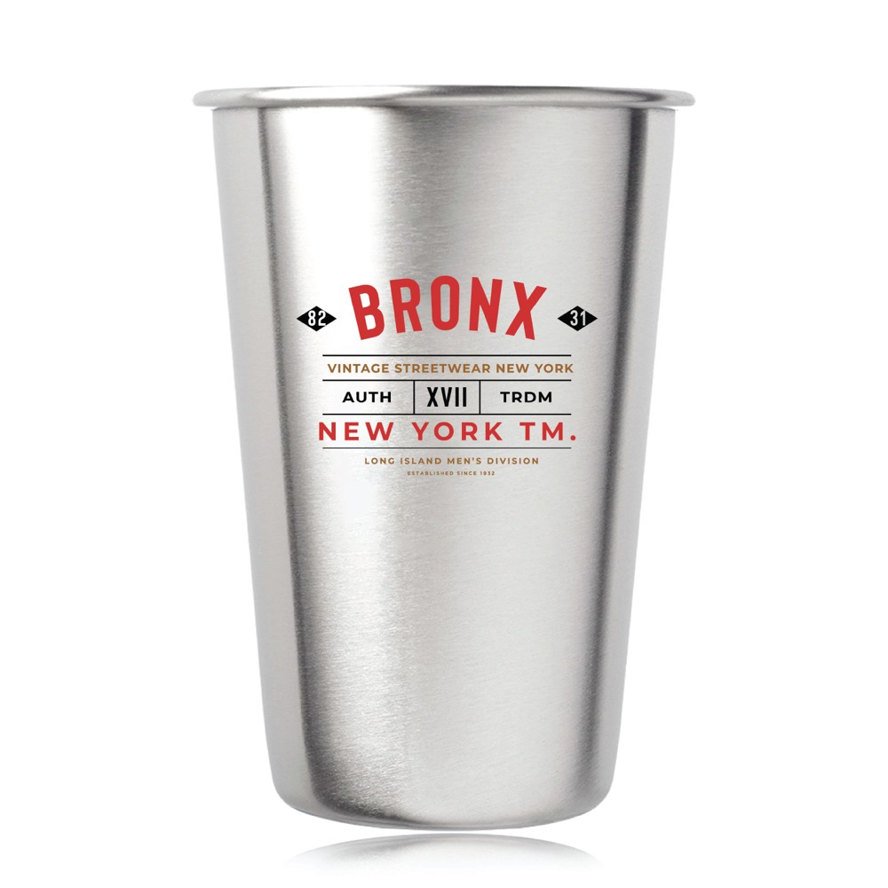 16 oz. Stainless Steel Mixing Glasses (Full Color) with Logo