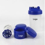 Shaker Bottle with Mixing Ball and Attachable Storage Compartment with Logo